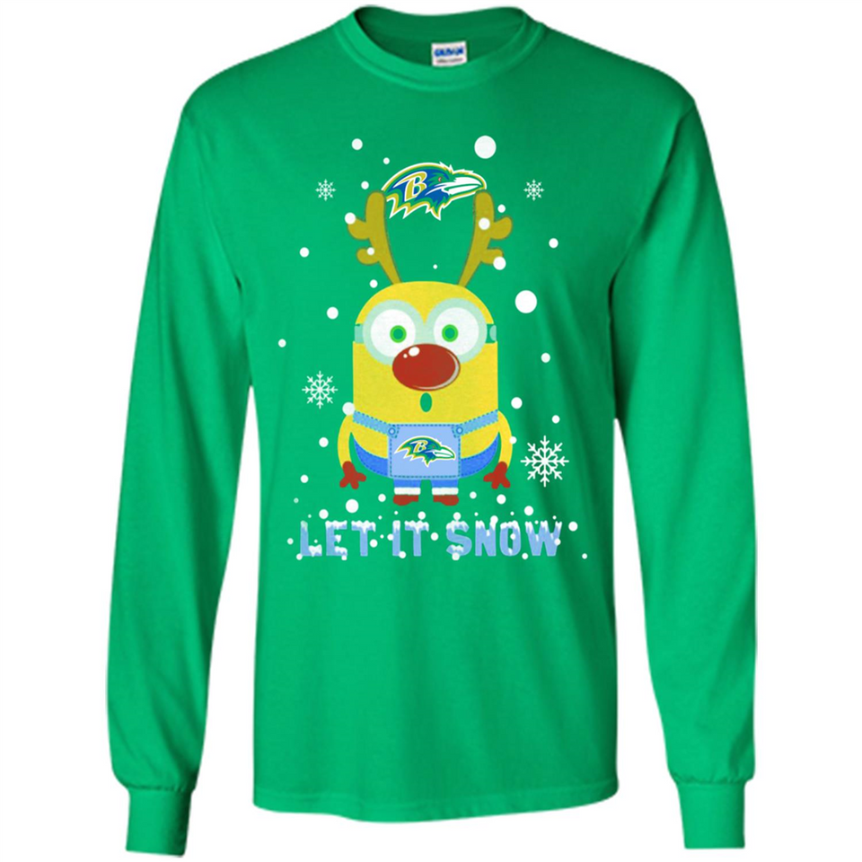 Minion Baltimore Ravens Ugly Christmas Sweater Let it Snow - Long Sleeve T-Shirt