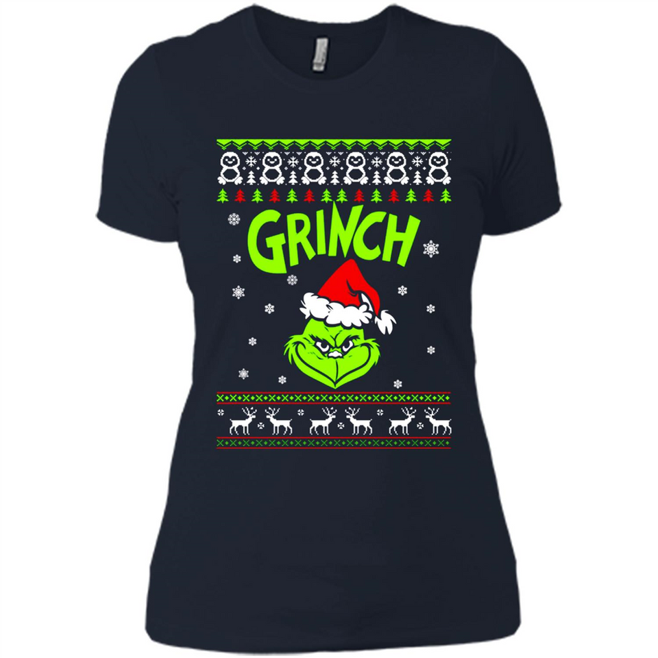 The Grinch Face Christmas - Ladies' Boyfriend T-Shirt