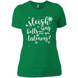 Sleigh Bells Ring Are You Listening Christmas Carol - Ladies' Boyfriend T-Shirt