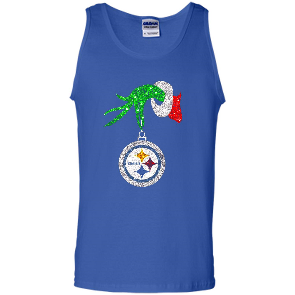 Fantastic Pittsburgh Steelers Glitter Grinch Monogram Ornament Christmas Gift - Tank Top