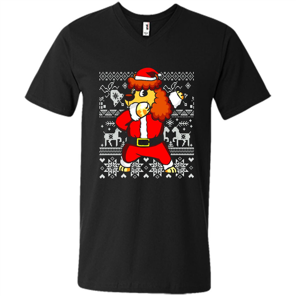 Dabbing Poodle Santa Christmas Holiday Sweatshirt - Men's V-Neck