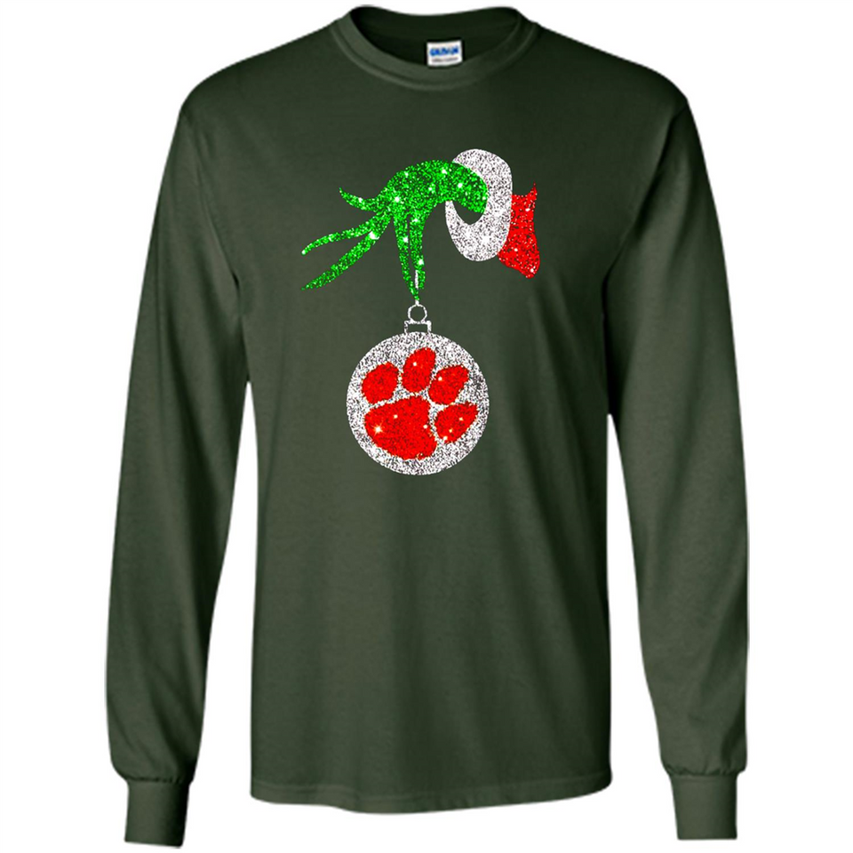 Amazing tee Clemson Tigers Glitter Grinch Monogram Ornament Christmas Gift - Sao chép - Long Sleeve T-Shirt