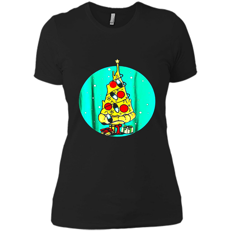 Funny Pizza Ugly Christmas Sweater Xmas Pizza Tree - Ladies' Boyfriend T-Shirt