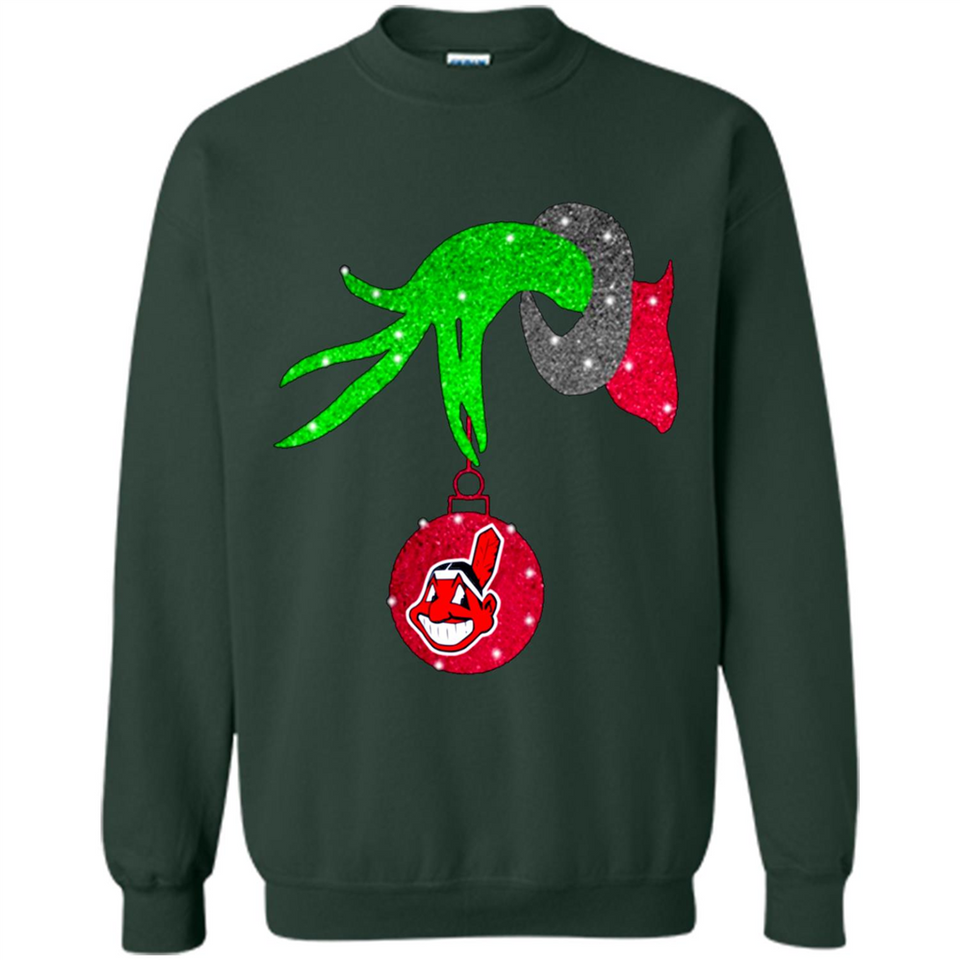 GRINCH HAND HOLDING CLEVELAND INDIANS GLITTER CHRISTMAS PINGPONG
