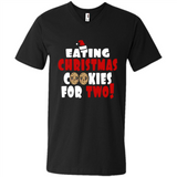 Womens Funny Eating Christmas Cookies For Two Pregnancy - Men's V-Neck