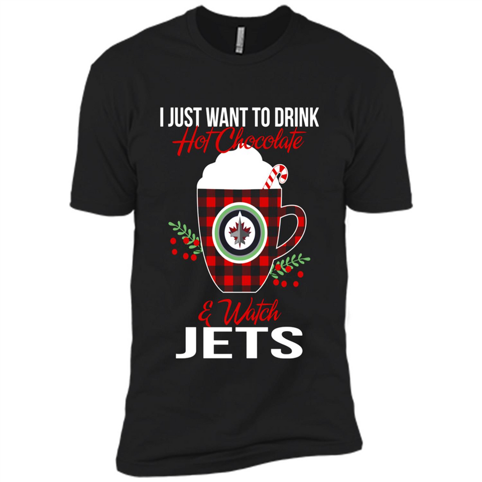 I Just Want To Drink Hot Chocolate & Watch Winnipeg Jets Ugly Christmas Sweater PINGPONG