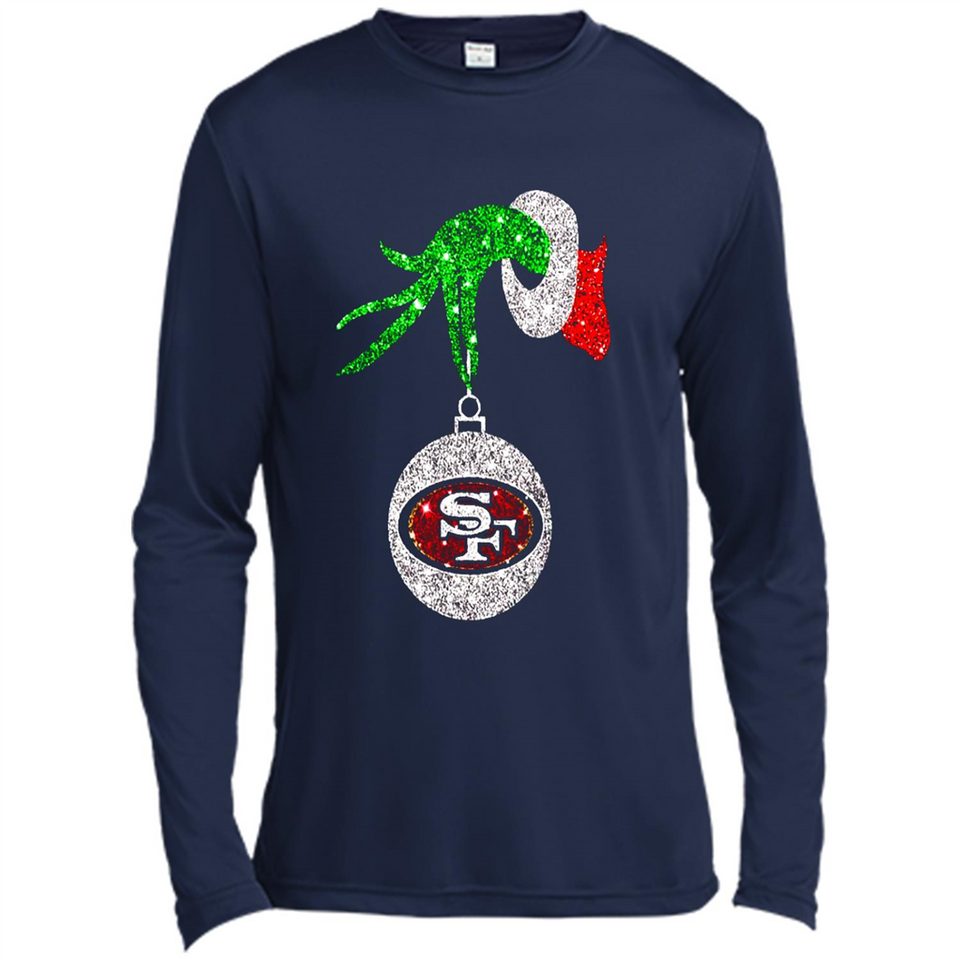 Amazing tee San Francisco 49ers Glitter Grinch Monogram Ornament Christmas Gift - Canvas Long Sleeve T-Shirt