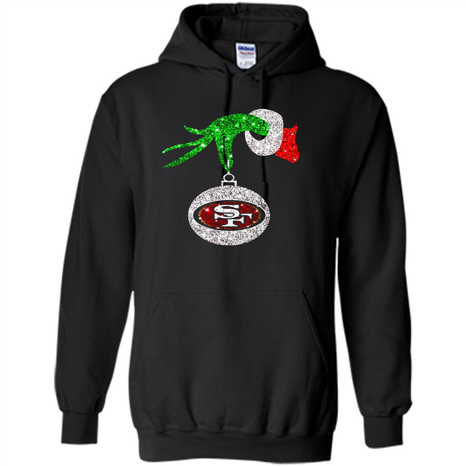 Amazing tee San Francisco 49ers Glitter Grinch Monogram Ornament Christmas Gift - Hoodie
