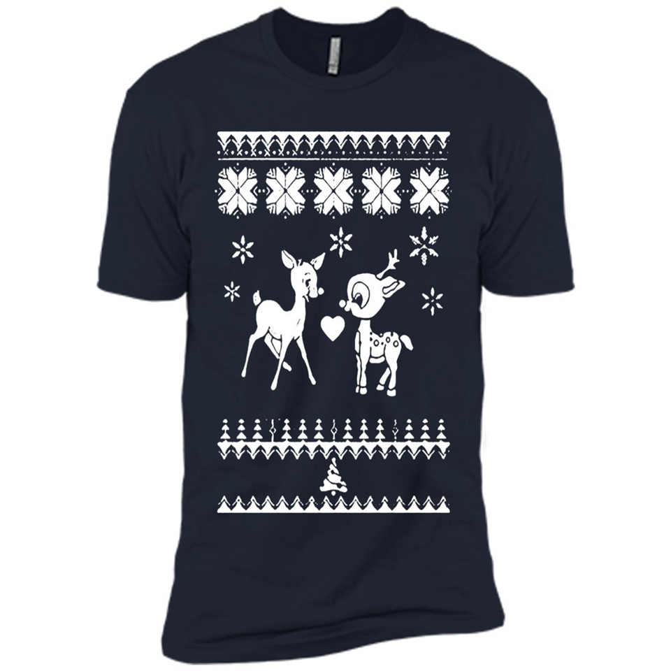 Rudolph and Clarice Ugly Christmas Sweater - Premium Short Sleeve T-Shirt