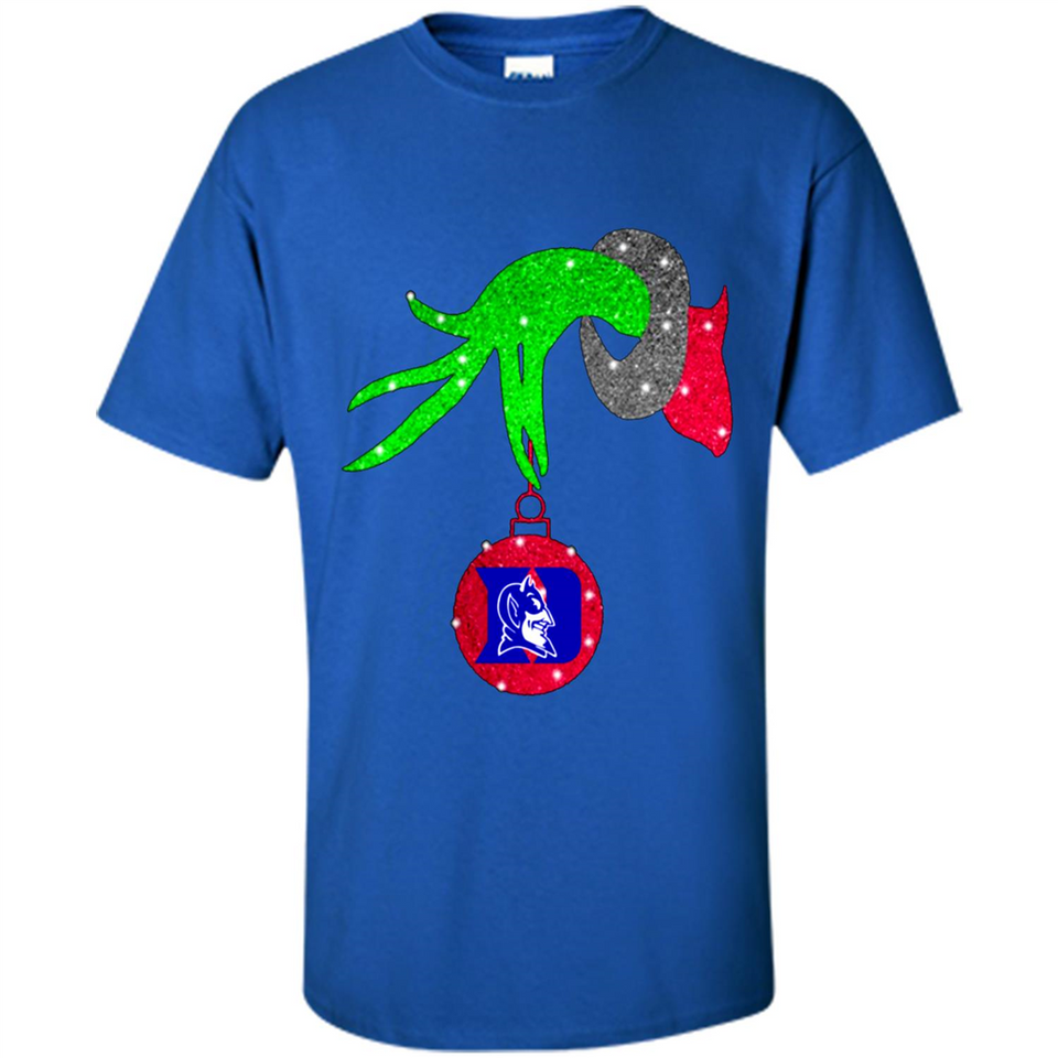 GRINCH HAND HOLDING DUKE BLUE DEVILS GLITTER CHRISTMAS PINGPONG