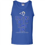 Reasons to be a Los Angeles Rams Fan Complete List on Back - Tank Top