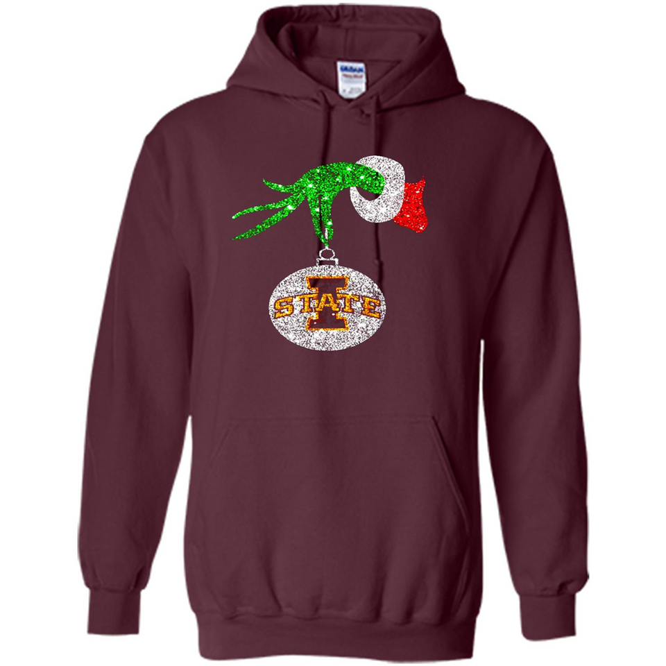 Amazing Iowa State Cyclones Glitter Grinch Monogram Ornament Christmas Gift - Hoodie