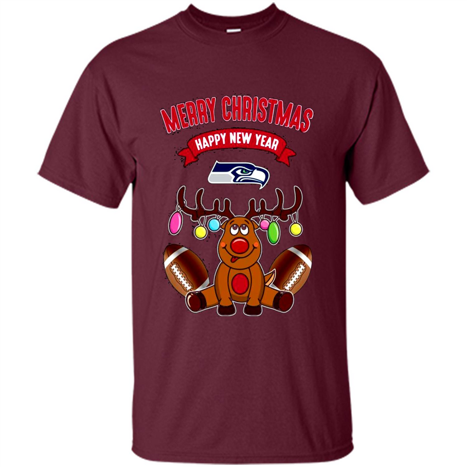 Seattle Seahawks NFL Reindeer Funny Merry Christmas And Happy New Year
