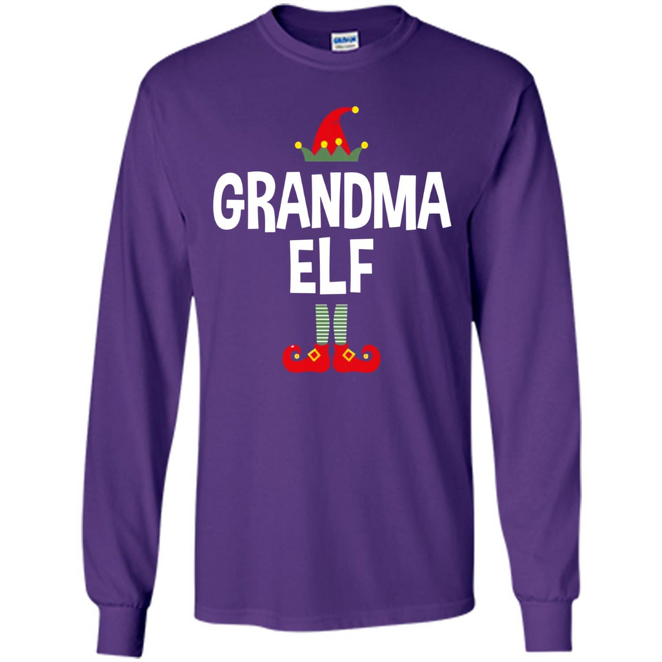 Grandma Elf Shirt -Family Matching Christmas Pajamas - Long Sleeve T-Shirt