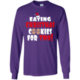 Womens Funny Eating Christmas Cookies For Two Pregnancy - Long Sleeve T-Shirt