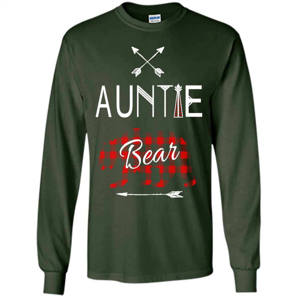 Aunt Shirt Buffalo Plaid Family Camp Bear Tee - Long Sleeve T-Shirt