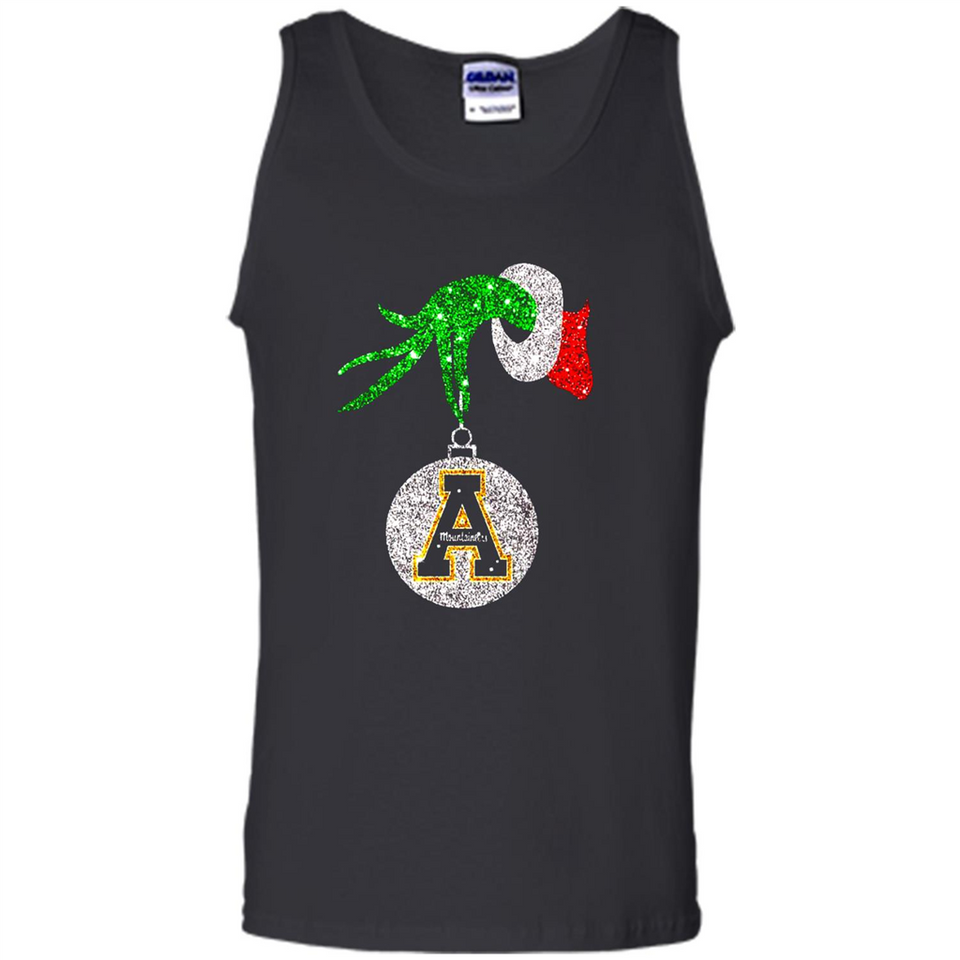 Funny Appalachian State Mountaineers Glitter Grinch Monogram Ornament Christmá - Tank Top
