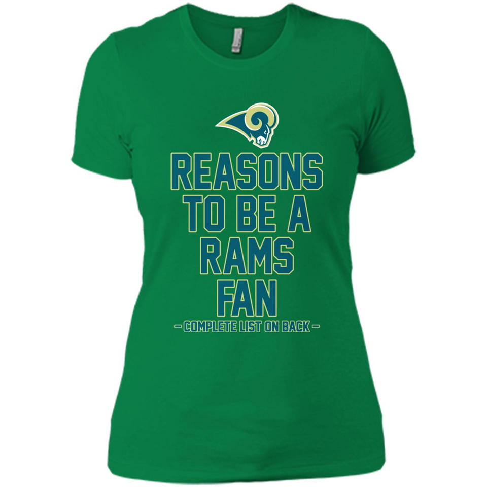 Reasons to be a Los Angeles Rams Fan Complete List on Back - Ladies' Boyfriend T-Shirt