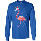 Christmas Lights Flamingo Wearing Santa Hat Funny Xmas - Long Sleeve T-Shirt