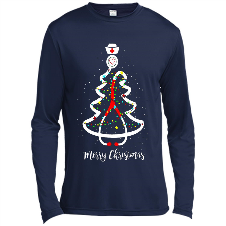 Christmas tree Nurse merry Christmas - Canvas Long Sleeve T-Shirt