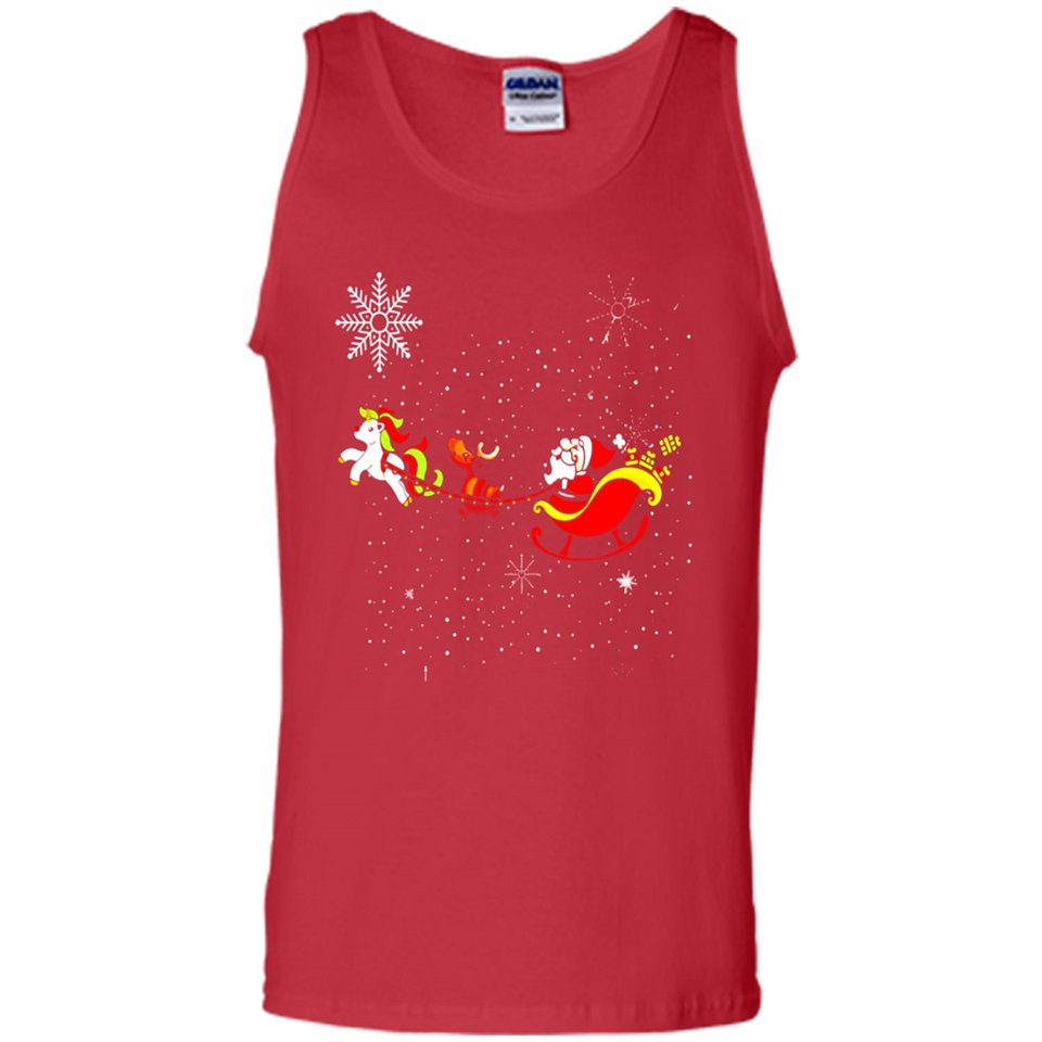 Christmas Unicorn Rudolph and Santa - Tank Top