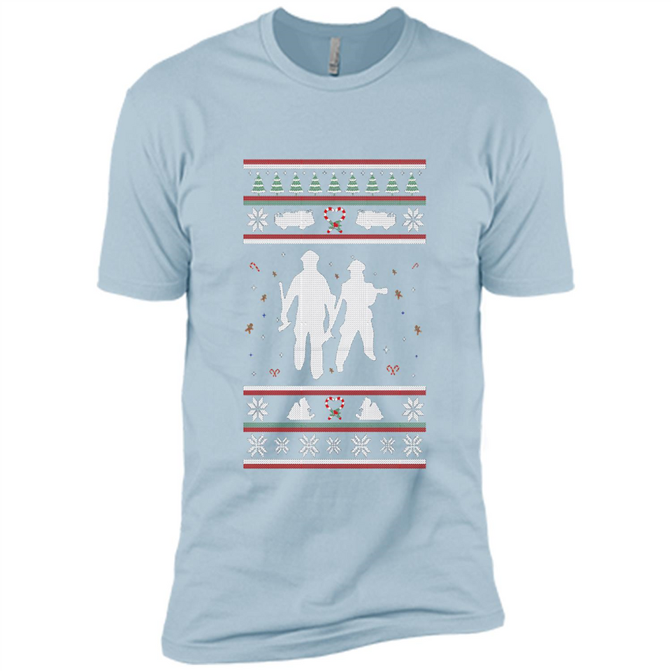 Christmas Ugly Sweater Firefighter Ugly Christmas Sweater - Premium Short Sleeve T-Shirt