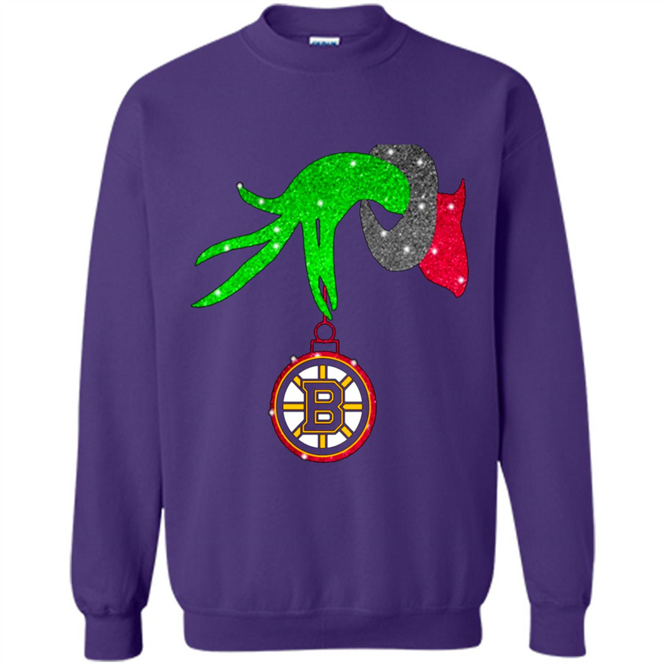 GRINCH HAND HOLDING BOSTON BRUINS GLITTER CHRISTMAS PINGPONG
