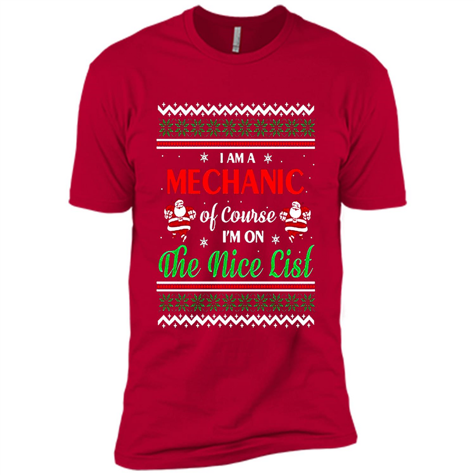 Funny Ugly Christmas T-Shirt Gift for Mechanic - Premium Short Sleeve T-Shirt