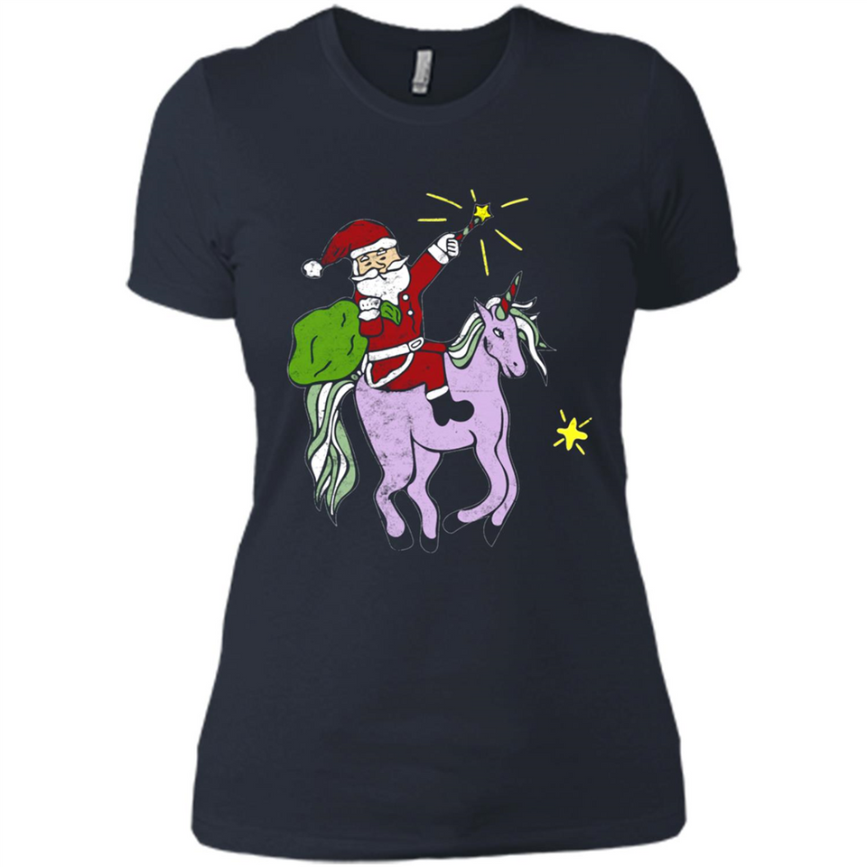 Distressed Retro Santa Riding Unicorn - Ladies' Boyfriend T-Shirt