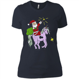 Distressed Retro Santa Riding Unicorn - Ladies' Boyfriend T-Shirt