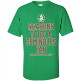 Reasons to be a Florida State Seminoles Fan Complete List on Back - Shirt