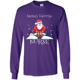 Funny Christmas Nurse Shirt, Santa_s Favorite Nurse - Long Sleeve T-Shirt