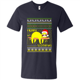 Merry Slothmas Sloth Christmas Sweater PINGPONG - Men's V-Neck