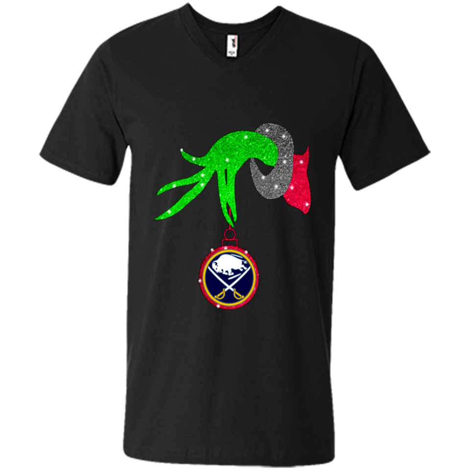 GRINCH HAND HOLDING BUFFALO SABRES GLITTER CHRISTMAS PINGPONG