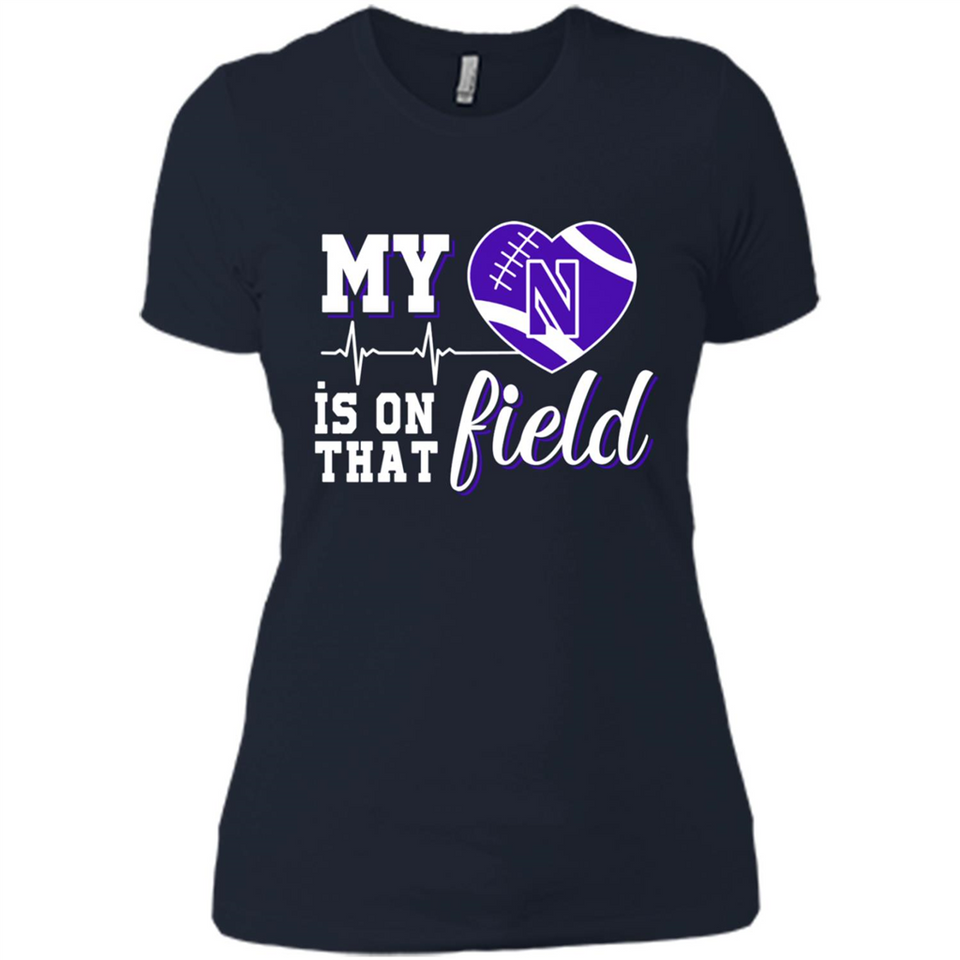 Northwestern Wildcats Football My Heart is on that Field - Ladies' Boyfriend T-Shirt