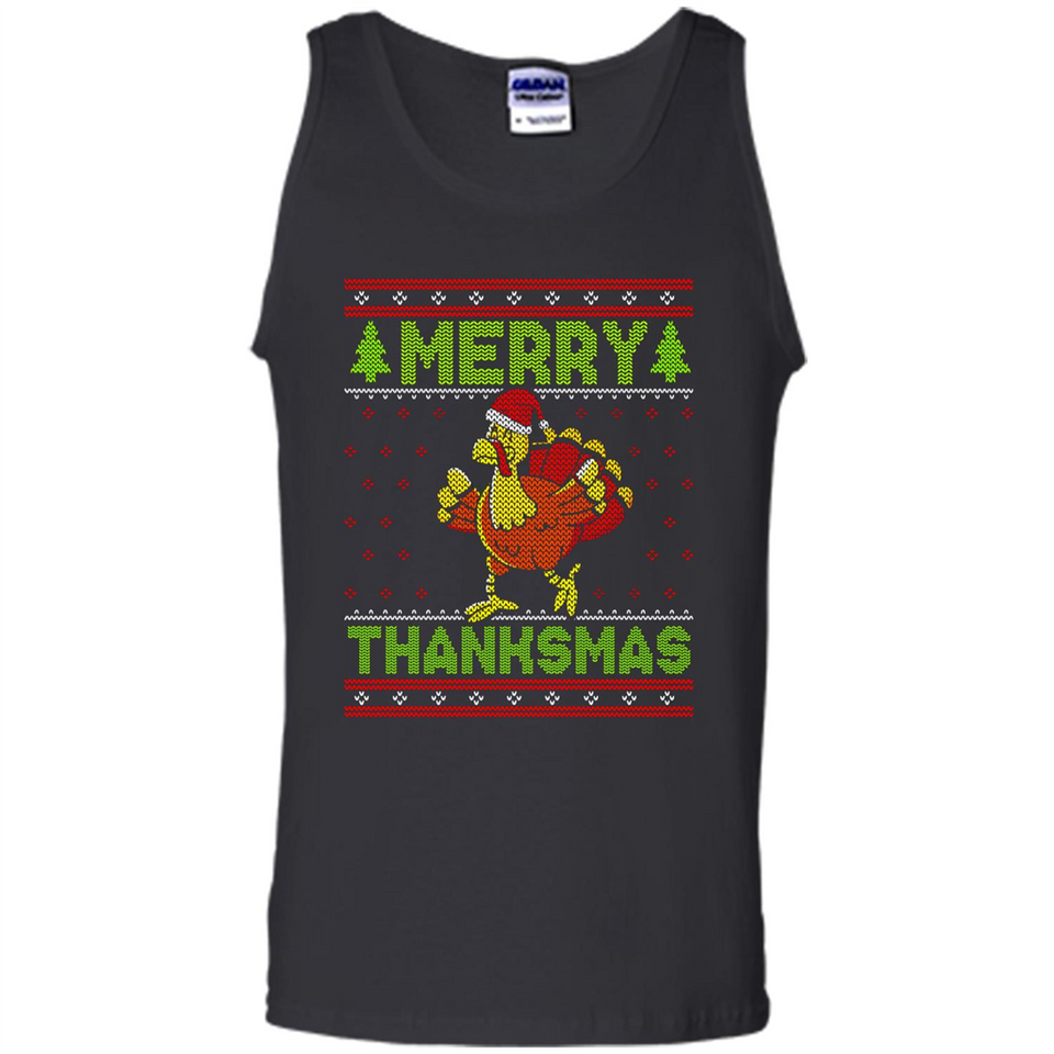 Merry Thankmas Ugly Xmas Thanksgiving Turkey Sweatshirt - Tank Top