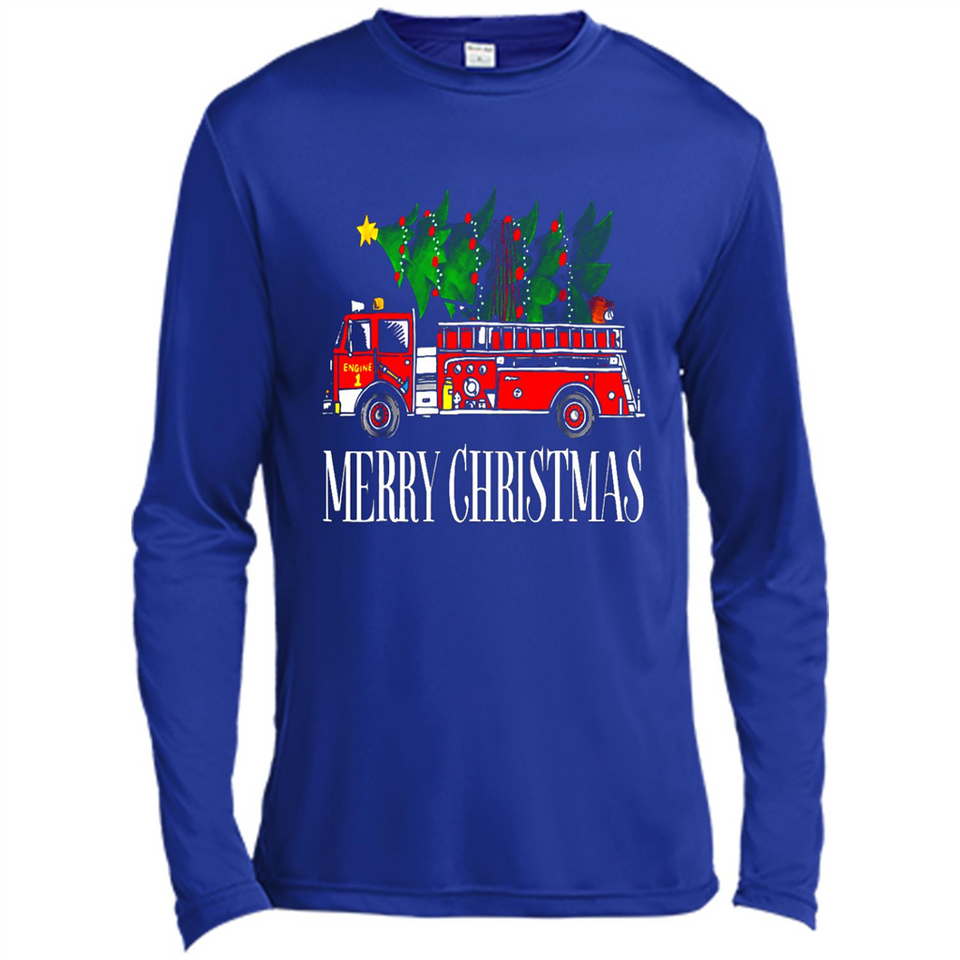 Firetruck Santa Sleigh Merry Christmas Firefighter - Canvas Long Sleeve T-Shirt