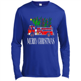 Firetruck Santa Sleigh Merry Christmas Firefighter - Canvas Long Sleeve T-Shirt