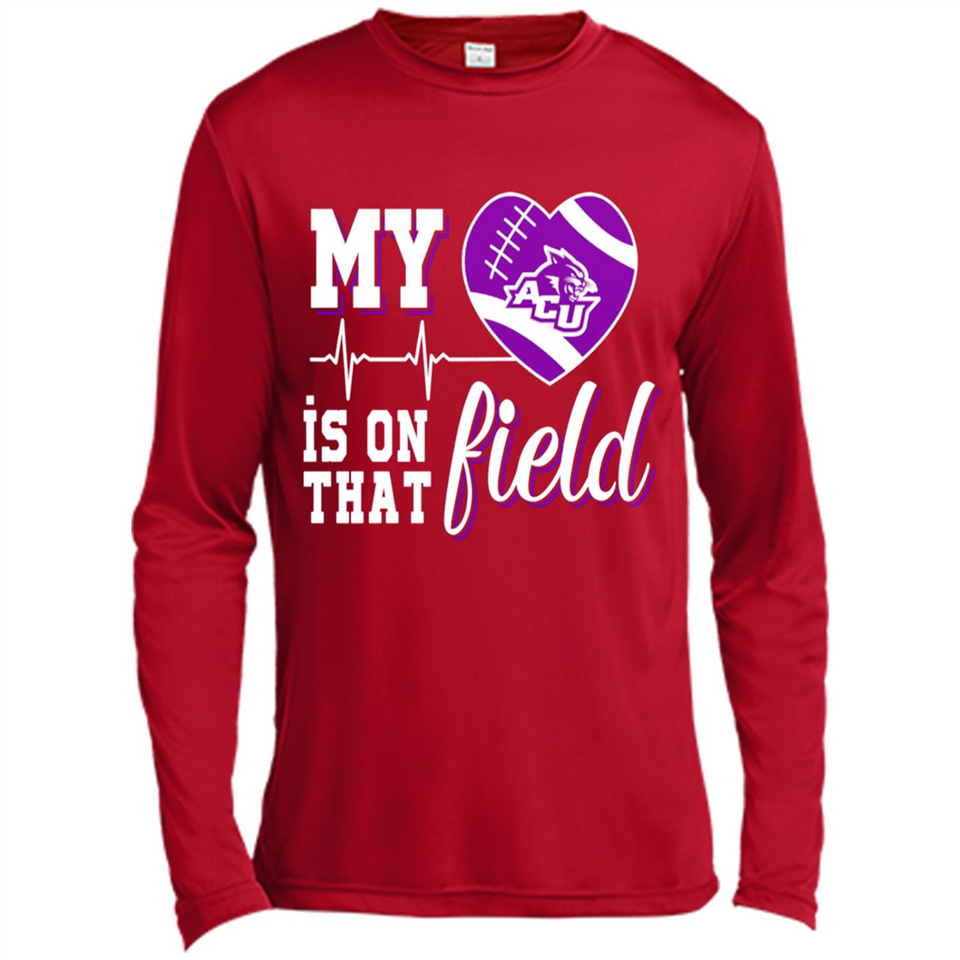 Abilene Christian Wildcats Football My Heart is on that Field - Canvas Long Sleeve T-Shirt