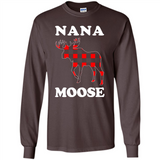 Nana Moose Funny Christmas Plaid Buffalo T-Shirt - Long Sleeve T-Shirt