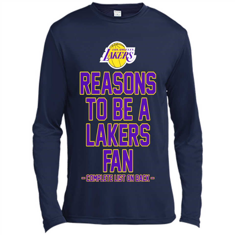 Reasons to be a Los Angeles Lakers Fan Complete List on Back - Canvas Long Sleeve T-Shirt