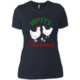 Christmas Chicken Shirt Santa Hens Lover Funny Farmer Gift - Ladies' Boyfriend T-Shirt