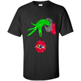 GRINCH HAND HOLDING BALTIMORE RAVENS GLITTER CHRISTMAS PINGPONG