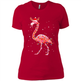 Christmas Lights Flamingo Wearing Santa Hat Funny Xmas - Ladies' Boyfriend T-Shirt