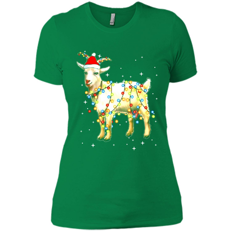 Christmas Lights Goat Wearing Santa Hat Funny Xmas - Ladies' Boyfriend T-Shirt