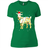 Christmas Lights Goat Wearing Santa Hat Funny Xmas - Ladies' Boyfriend T-Shirt