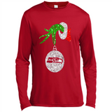 Funny Seattle Seahawks Glitter Grinch Monogram Ornament Christmas Gift - Canvas Long Sleeve T-Shirt