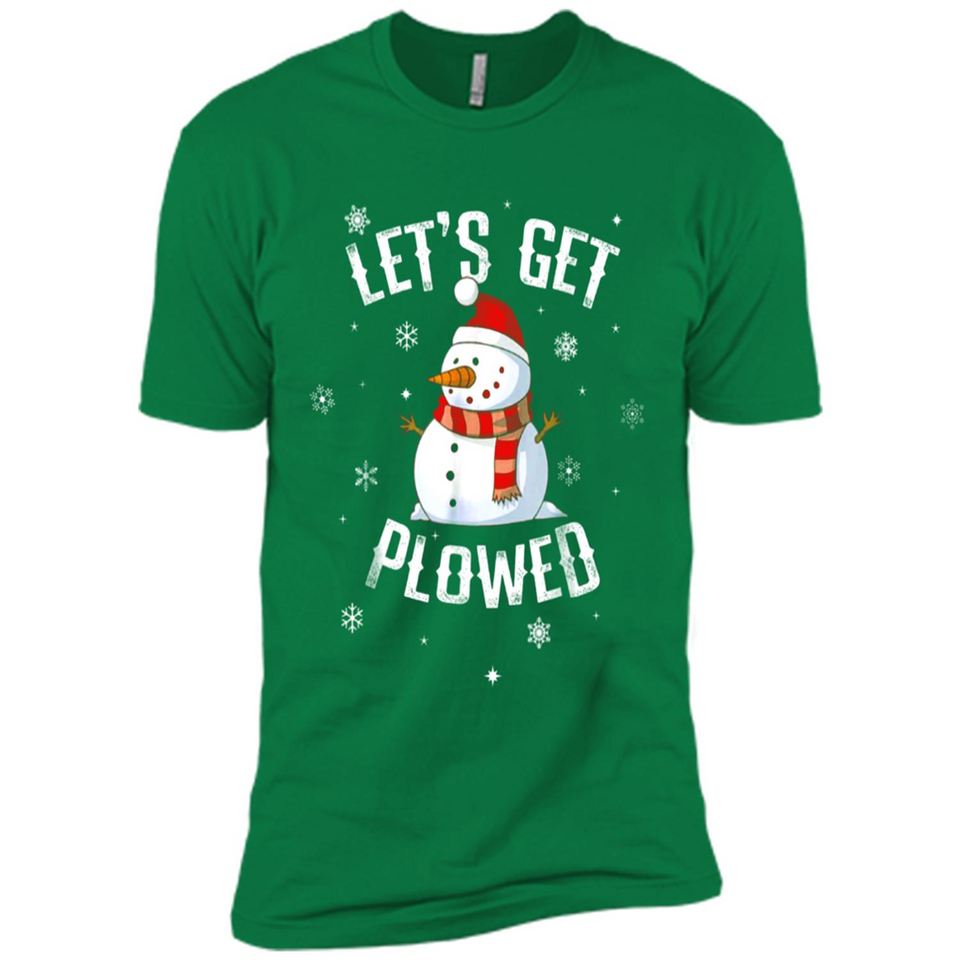 Let's Get Plowed Funny Christmas Snowman - Premium Short Sleeve T-Shirt