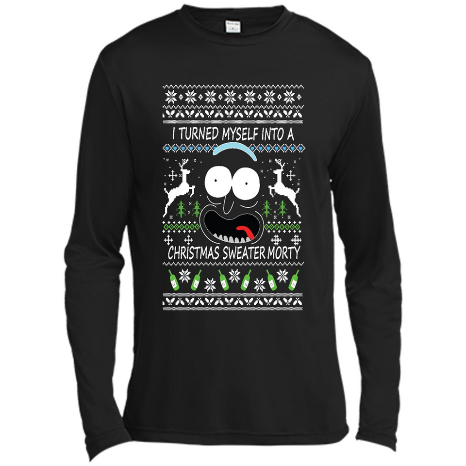 RICK AND MORTY-I TURNED MYSELF INTO A CHRISTMAS SWEATER MORTY UGLY XMAS SWEATER