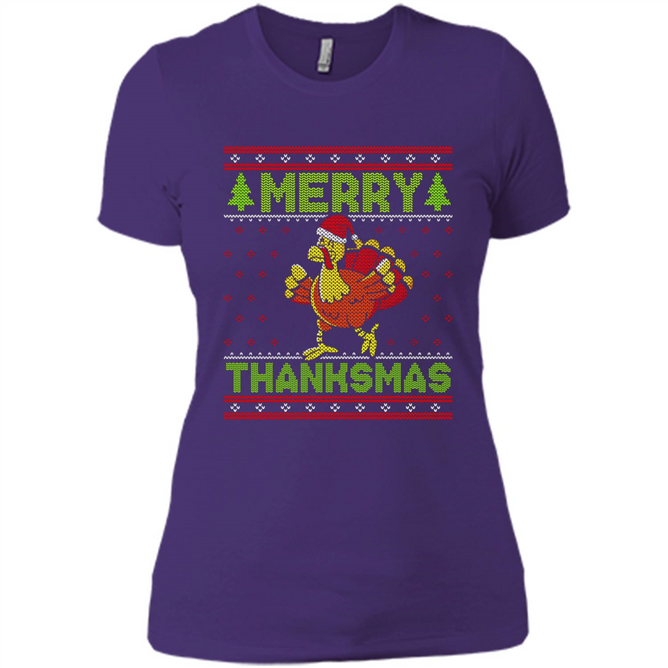 Merry Thankmas Ugly Xmas Thanksgiving Turkey Sweatshirt - Ladies' Boyfriend T-Shirt